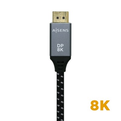 AISENS Cable Displayport V1.4 8k@60hz, DPM-DPM, GrisNegro, 1.0m