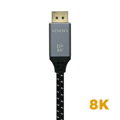 AISENS Cable Displayport V1.4 8k@60hz, DPM-DPM, GrisNegro, 1.0m