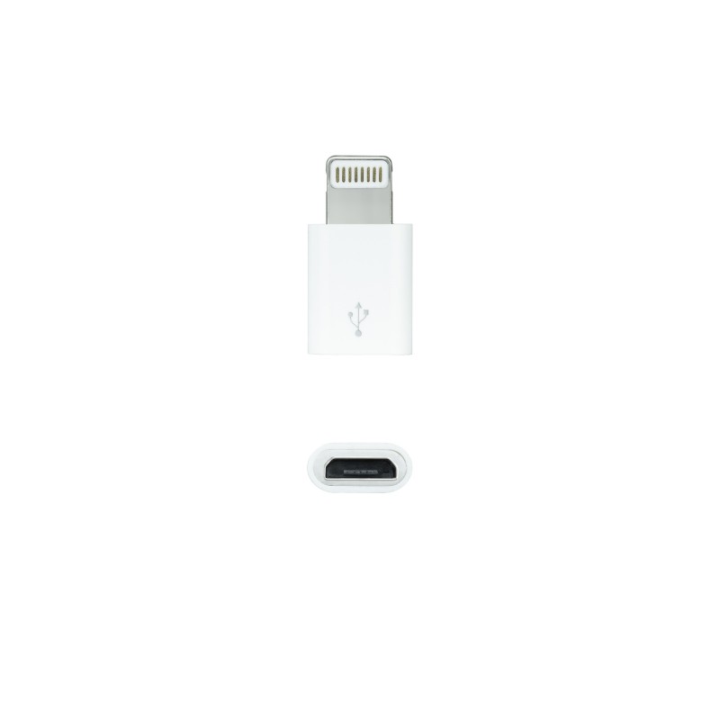 Nanocable Adaptador Lightning a Micro USB, LightningM-Micro BH Blanco