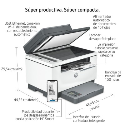 HP Impresora multifunción LaserJet M234sdw, Blanco y negro, Impresora para Oficina pequeña, Impresión, copia, escáner, Impresió