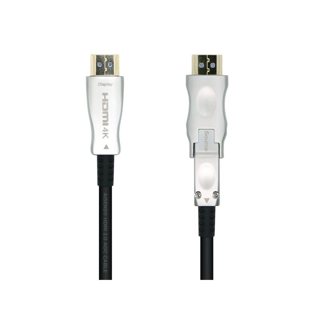 AISENS Cable HDMI V2.0 AOC Desmontable Premium Alta Velocidad  HEC 4k@60Hz 4:4:4 18Gbps, AM-DAM, Negro, 30m