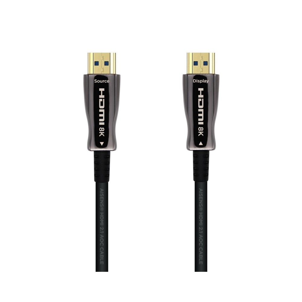 AISENS Cable HDMI V2.1 AOC Ultra Alta Velocidad  HEC 8k@60Hz 4k@120Hz 4:4:4 48Gbps, AM-AM, Negro, 30m