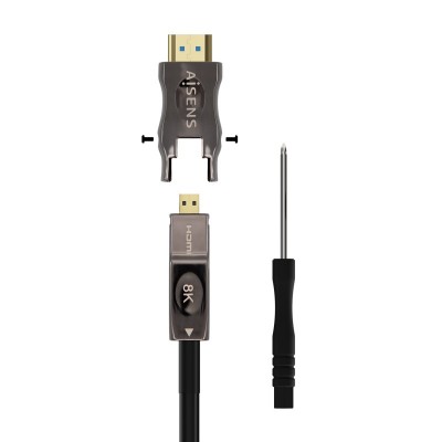 AISENS Cable Hdmi V2.1 AOC Desmontable Ultra Alta Velocidad  Hec 8K@60Hz 4K@120Hz 4:4:4 48Gbps, AM-DAM, Negro, 15M