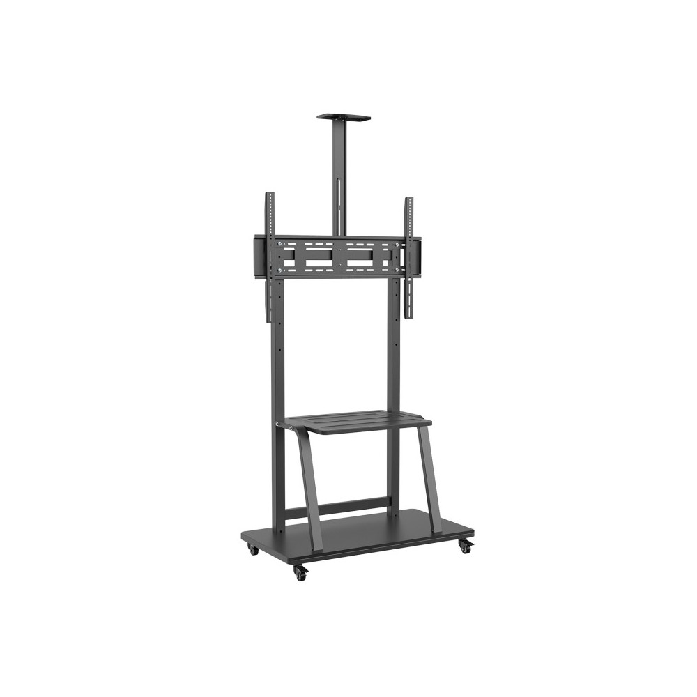 AISENS Soporte de Suelo ECO con Rueda, Bandeja para DVD y Soporte de Cámara para MonitorTV 150Kg de 37-100, Negro