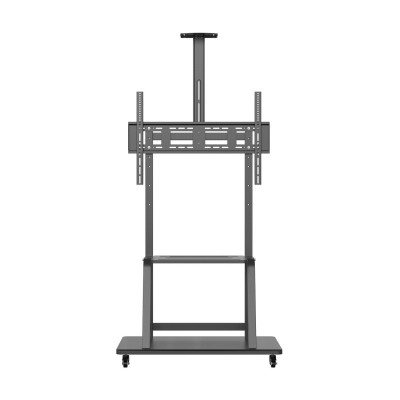 AISENS Soporte de Suelo ECO con Rueda, Bandeja para DVD y Soporte de Cámara para MonitorTV 150Kg de 37-100, Negro