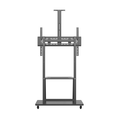 AISENS Soporte de Suelo ECO con Rueda, Bandeja para DVD y Soporte de Cámara para MonitorTV 150Kg de 37-100, Negro