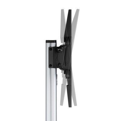 AISENS Floor Stand with Wheel, DVD Tray for MonitorTV 50Kg from 37-86, Black-Silver