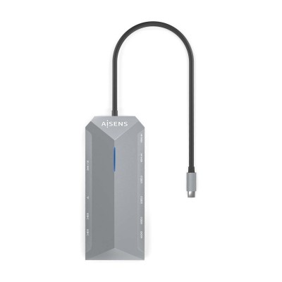 AISENS USB-C Dock 12 En 1, USB-C A 2xHDMI, 1xRJ45, 3xUSB-A, 2xUSB-C, 1xUSB-C PD, 1xAudio, 1xSD, 1xMicro SD, Gris, 30cm
