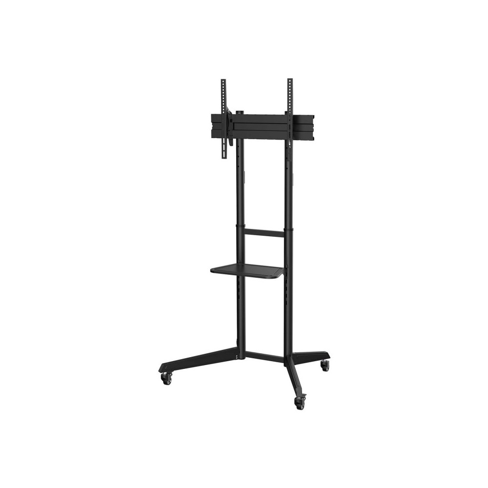 AISENS Soporte de Suelo ECO con Rueda, Bandeja para DVD para MonitorTV 50Kg de 37-70, Negro