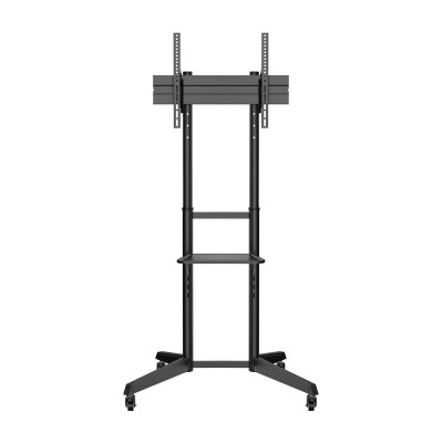 AISENS Soporte de Suelo ECO con Rueda, Bandeja para DVD para MonitorTV 50Kg de 37-70, Negro