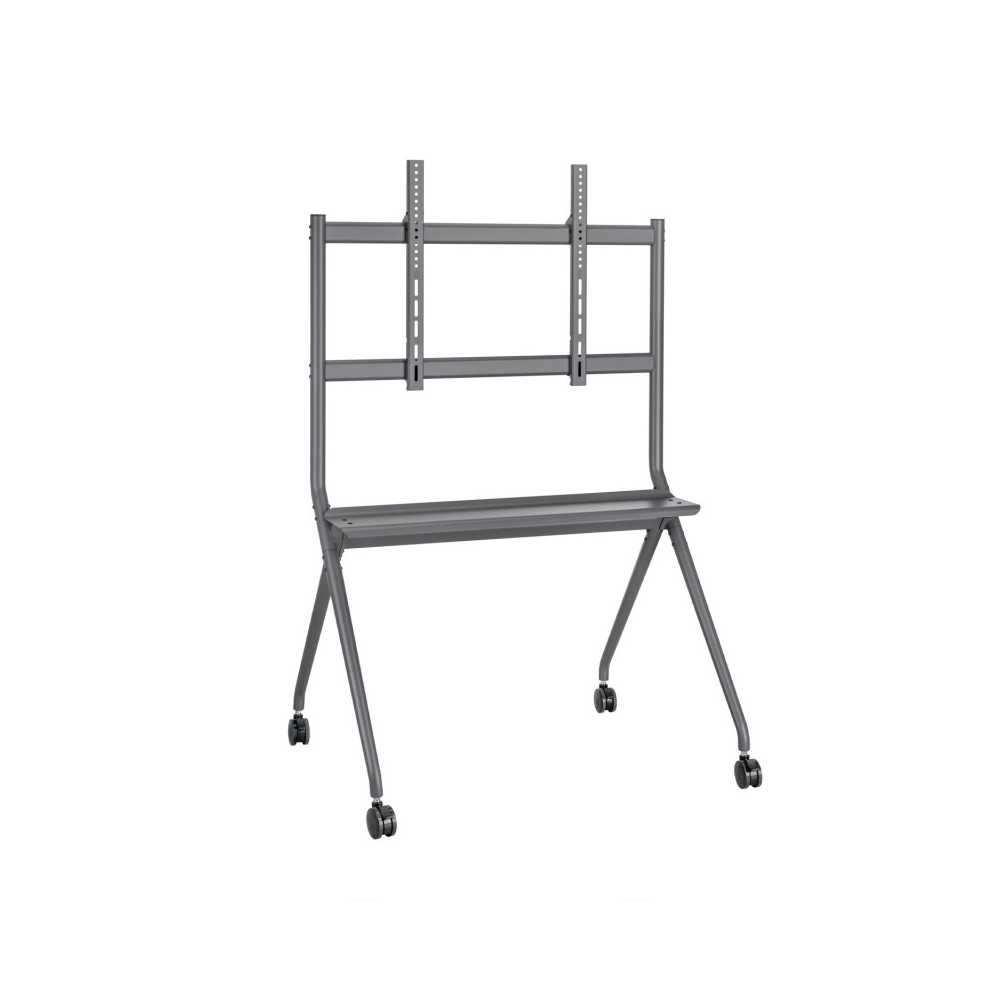 AISENS Soporte De Suelo Pro Con Rueda, 1 Bandeja Para Pantalla InteractivaTV 120kg De 50-86, Negro