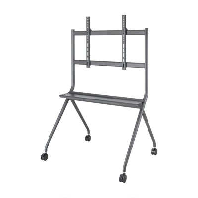AISENS Soporte De Suelo Pro Con Rueda, 1 Bandeja Para Pantalla InteractivaTV 120kg De 50-86, Negro