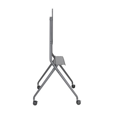 AISENS Soporte De Suelo Pro Con Rueda, 1 Bandeja Para Pantalla InteractivaTV 120kg De 50-86, Negro