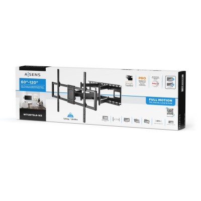 AISENS Soporte Pro Giratorio, Inclinable Y Nivelable Para Monitortv 120kg De 60-120, Negro
