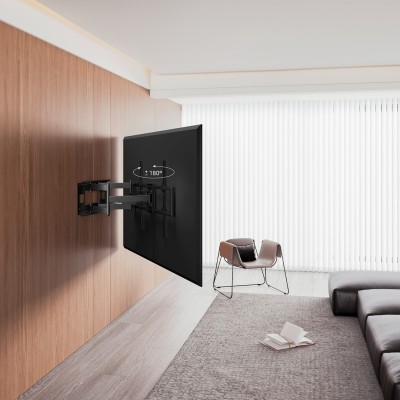 AISENS Soporte Pro Giratorio, Inclinable Y Nivelable Para Monitortv 120kg De 60-120, Negro