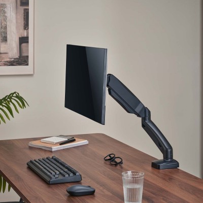 AISENS Soporte De Mesa Pro Contrapeso Giratorio E Inclinable Para MonitorTV 9kg (3 Pivotes, 1 Brazo) De 17-32, Negro