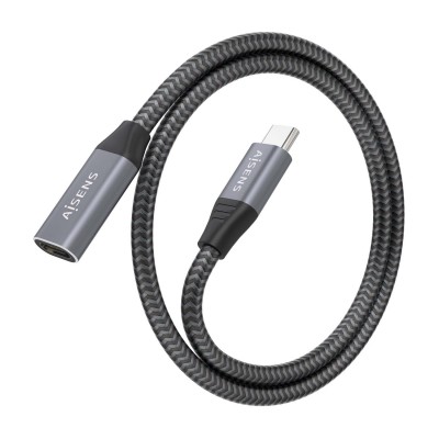 AISENS Cable USB 3.2 Gen2x2 Aluminio 20Gbps 8K@30Hz 5A 100W, Tipo USB-CM-USB-CH, Gris, 0.5 m