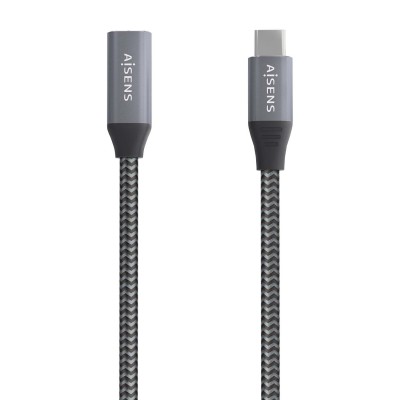 AISENS Cable USB 3.2 Gen2x2 Aluminio 20Gbps 8K@30Hz 5A 100W, Tipo USB-CM-USB-CH, Gris, 0.5 m