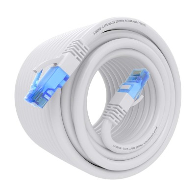 AISENS Cable De Red Latiguillo RJ45 Cat.6 UTP AWG26 CCA, Blanco, 20 m