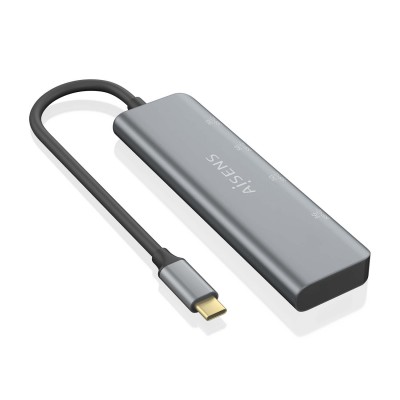 AISENS Hub USB 3.2 Gen1 5G USB-C, USB-CM-2xUSB-CH-2xUSB-AH, Gris, 15 cm
