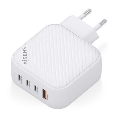AISENS Cargador GaN 100W, 3xUSB-C PD3.0 QC4.0, 1xUSB-A QC3.0, Blanco