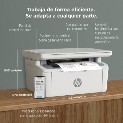 HP LaserJet Impresora multifunción M140w, Blanco y negro, Impresora para Oficina pequeña, Impresión, copia, escáner, Escanear a