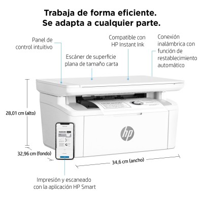 HP LaserJet Impresora multifunción M140w, Blanco y negro, Impresora para Oficina pequeña, Impresión, copia, escáner, Escanear a