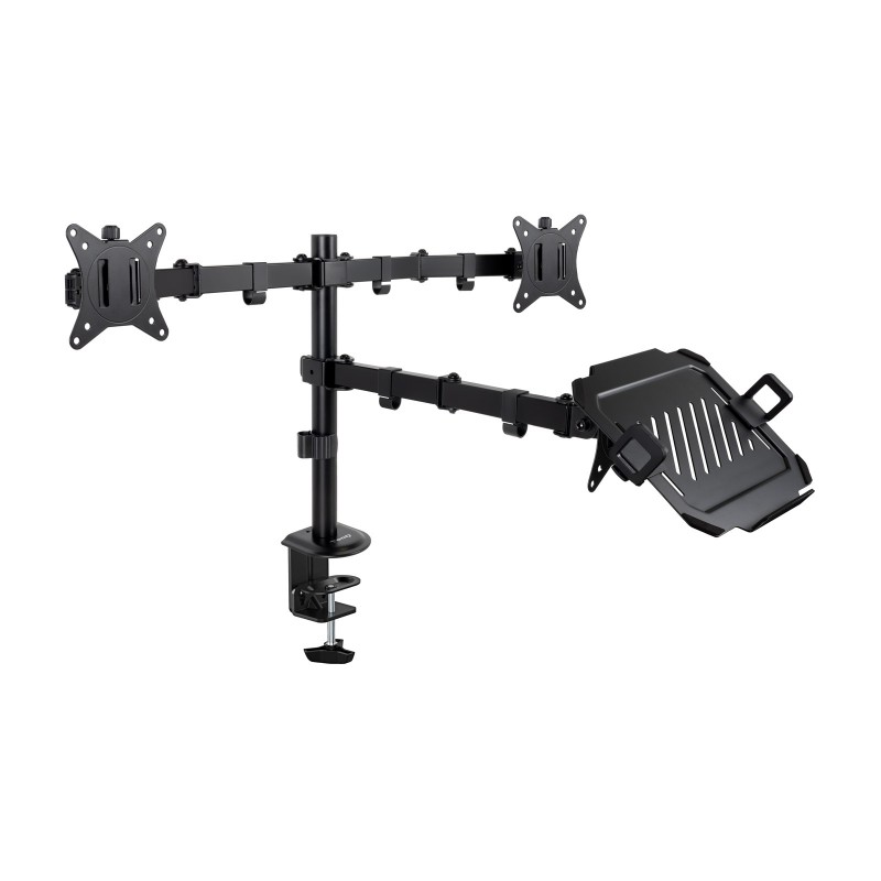 TooQ Soporte de Mesa para 2 Pantallas 17"-32" y Portátil, Negro