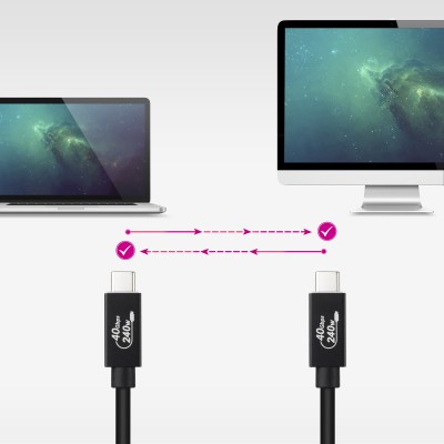 Nanocable Cable USB 4 Gen 3x2 40Gbps 5A240W, USB-CM-USB-CM, Negro, 1 m