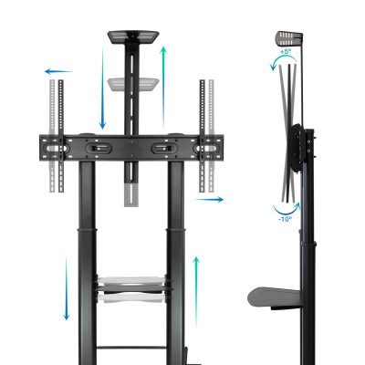 TooQ Ares Soporte de Suelo con Ruedas con Regulación de Altura para Pantallas 60"-100"