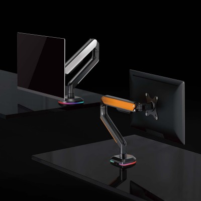 AISENS Soporte de Mesa RGB Gaming contrapeso giratorio e inclinable para MonitorTV 9Kg (3 Pivotes, 1 Brazo) de 17-32, Negro-Nar