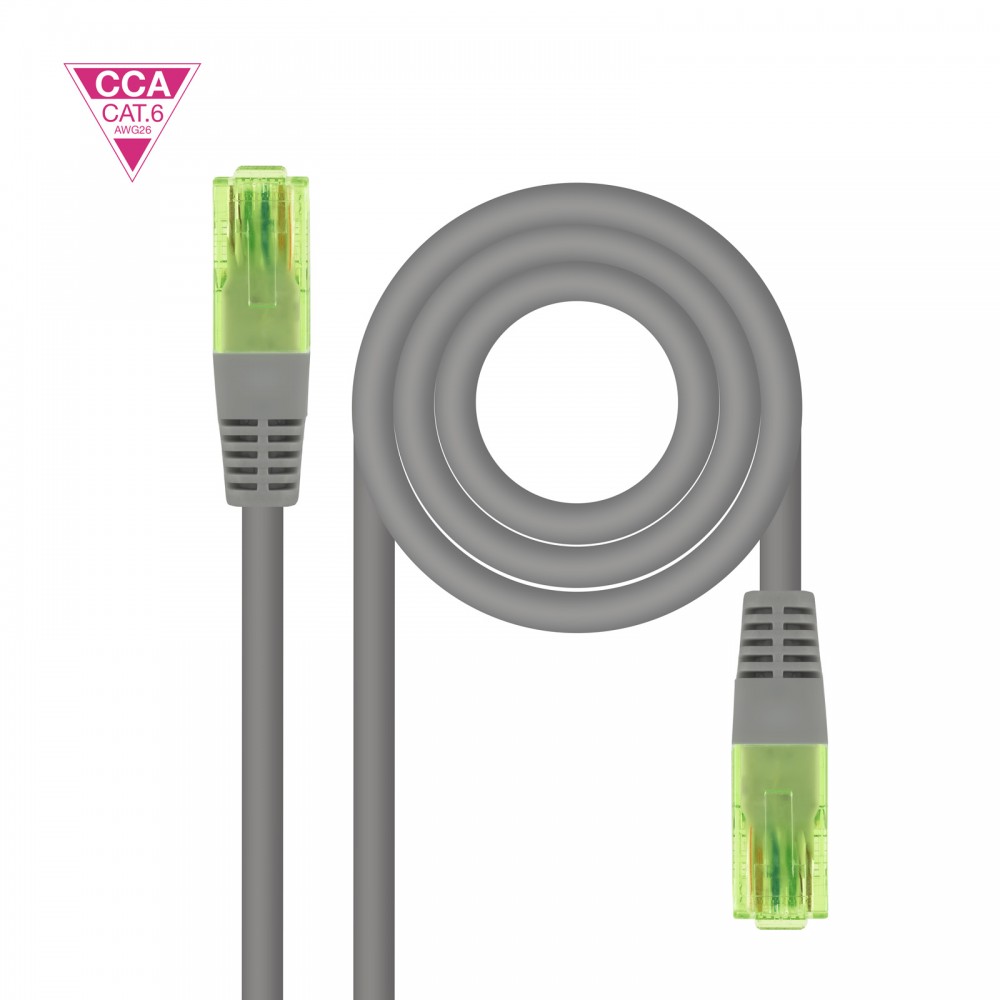 Nanocable Cable de Red Latiguillo RJ45 CAT.6 UTP AWG26 CCA, Gris, 20 m