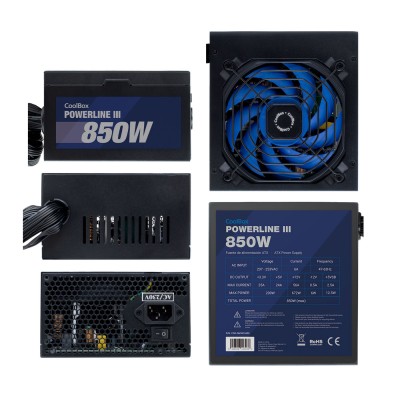 CoolBox Powerline III 850 unidad de fuente de alimentación 850 W 20+4 pin ATX ATX Negro