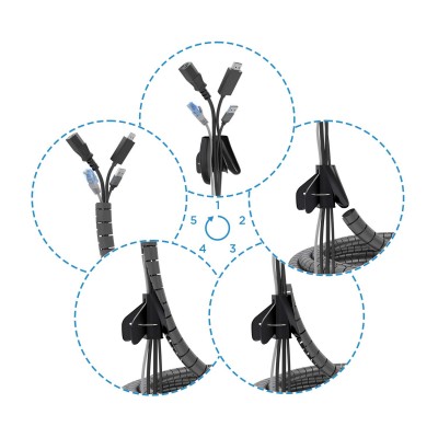 AISENS Organizador de cable en espiral 25mm, Negro, 10.0m
