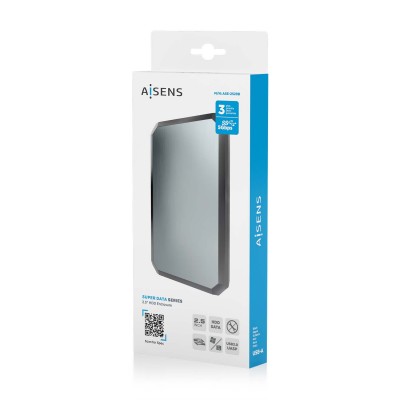 AISENS Caja externa 2.5" ASE-2529B 9.5mm SATA a USB 3.0USB3.1 Gen1, Negro-Gris