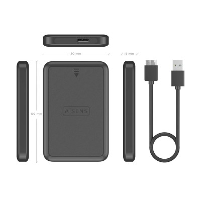 AISENS Caja externa 2.5" ASE-2519B 9.5mm SATA a USB 3.0USB3.1 Gen1, Negro