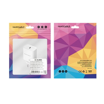 Nanocable Cargador USB-C PD 20W, Blanco