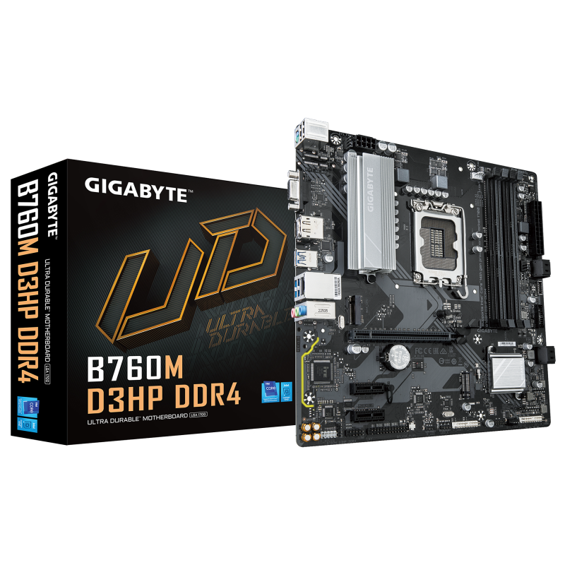 GIGABYTE B760M D3HP DDR4 - Compatible con CPUs Intel Core de 14ª generación, VRM Digital 4+1+1 fases, hasta 5333MHz DDR4 (OC),