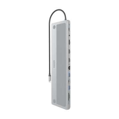 AISENS USB-C Dock 12 en 1, USB-C a 2xHDMI, 1xDisplayPort, 1xRJ45, 3xUSB-A, 1xUSB-C, 1xUSB-C PD, 1xSD, 1xMicro SD, 1xAudio, Gris