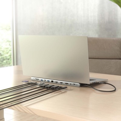 AISENS USB-C Dock 12 en 1, USB-C a 2xHDMI, 1xDisplayPort, 1xRJ45, 3xUSB-A, 1xUSB-C, 1xUSB-C PD, 1xSD, 1xMicro SD, 1xAudio, Gris
