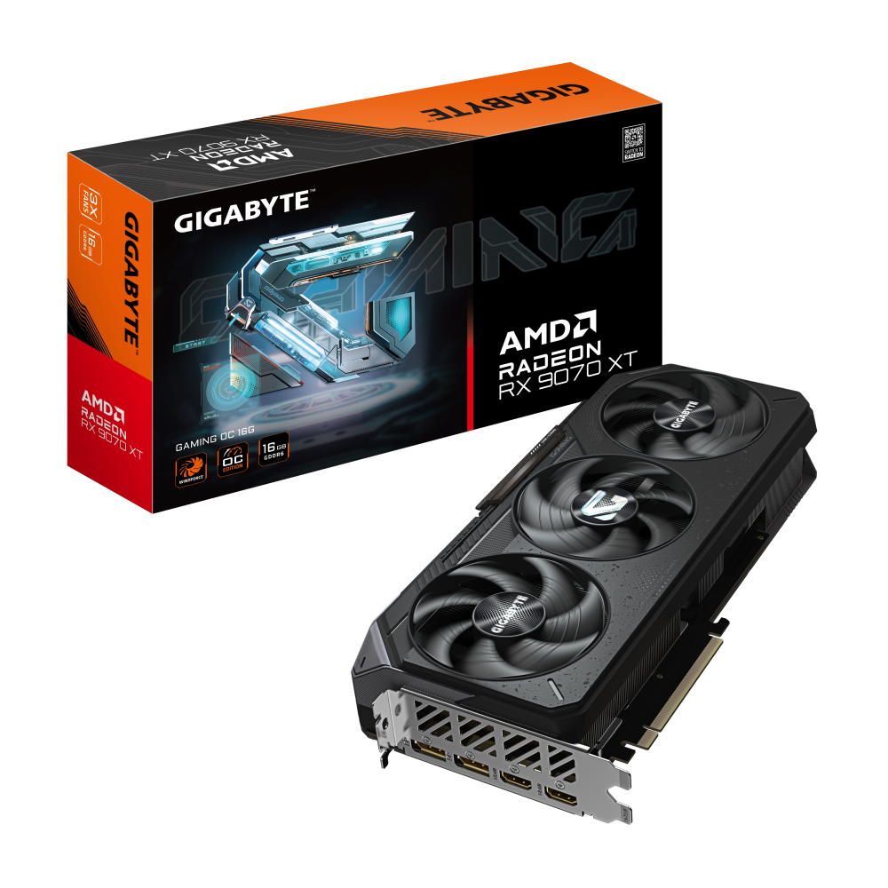 GIGABYTE Radeon RX 9070 XT GAMING OC 16G Tarjeta Gráfica - 16GB GDDR6, 256 bits, PCI-E 5.0, 3060 MHz Frecuencia Base, 2 x Displ