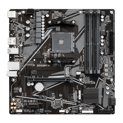 GIGABYTE B550M K Placa base - Procesadores AMD Ryzen 5000, hasta 4733 MHz DDR4, 1xPCIe 4.0 + 1xPCIe 3.0 M.2, LAN 1GbE, USB 3.2