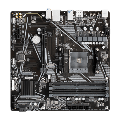 GIGABYTE B550M K Placa base - Procesadores AMD Ryzen 5000, hasta 4733 MHz DDR4, 1xPCIe 4.0 + 1xPCIe 3.0 M.2, LAN 1GbE, USB 3.2