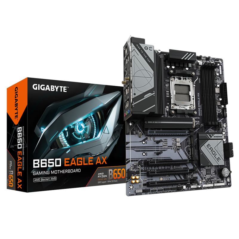 GIGABYTE B650 EAGLE AX Placa base - AMD Ryzen serie 9000, VRM de 12+2+2 fases, hasta 7600 MHz DDR5 (OC), 1xPCIe 5.0 + 2xPCIe 4.
