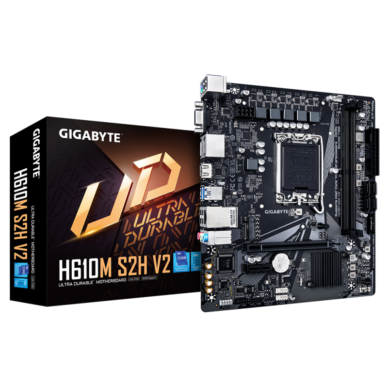 GIGABYTE H610M S2H V2 Placa base - Soporta CPUs Intel Core de 14ª generación, 4+1+1 Fases Híbridas VRM Digital, hasta 5600MHz D