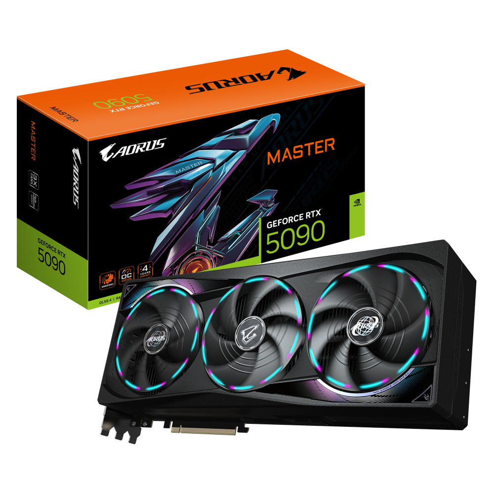 GIGABYTE AORUS GeForce RTX 5090 MASTER 32G Tarjeta Gráfica - 32GB GDDR7, 512 bits, PCI-E 5.0, 2655MHz Frecuencia Base, 3 x DP 2