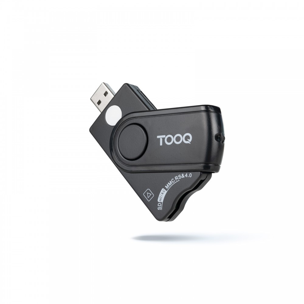 TooQ Lector Tarjetas Inteligentes, DNI Electrónico, SIM, SD, SF, USB-A, Negro