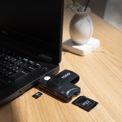 TooQ Lector Tarjetas Inteligentes, DNI Electrónico, SIM, SD, SF, USB-A, Negro
