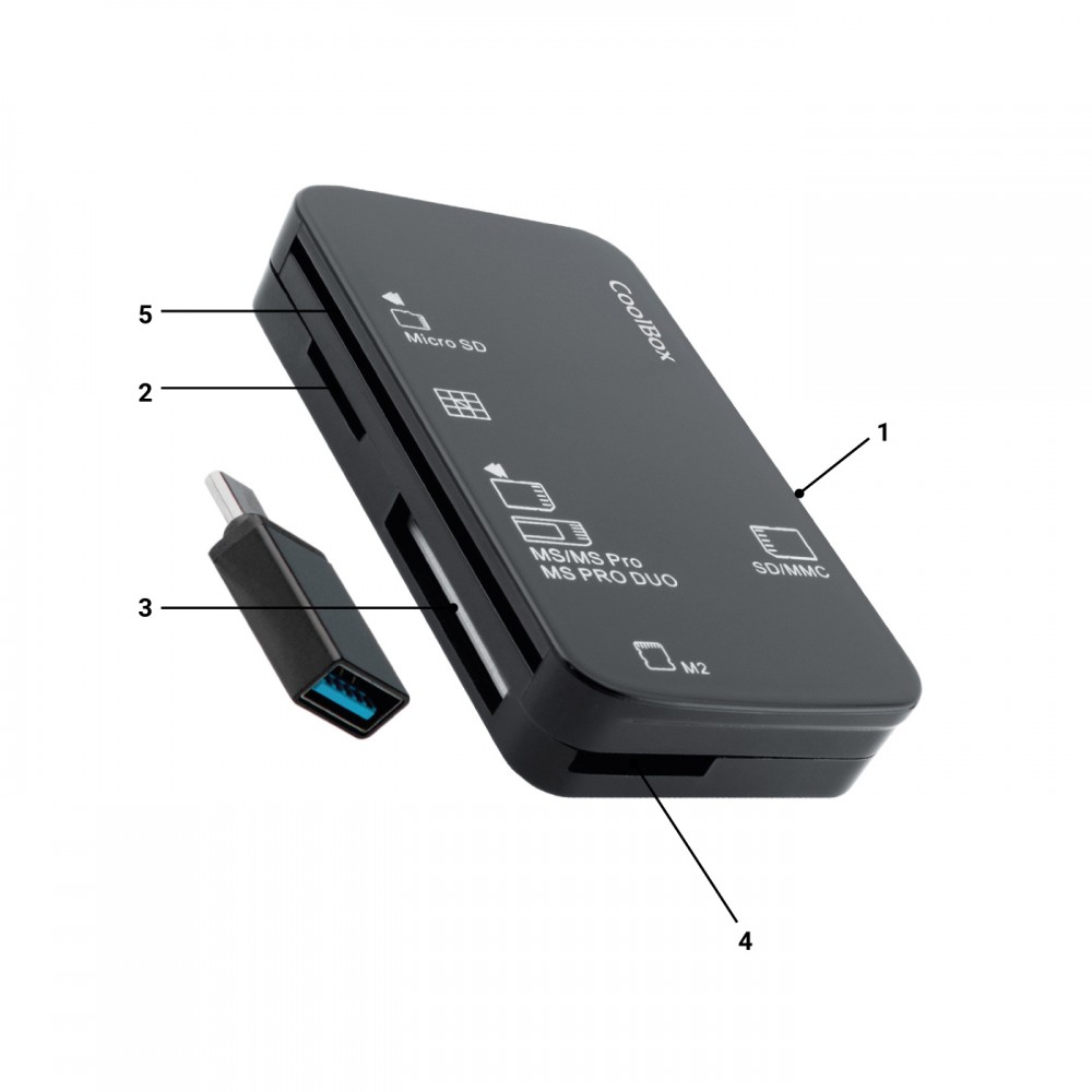 CoolBox COO-CRE-4AC lector de tarjeta USB Negro