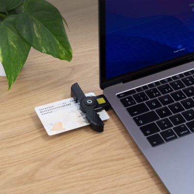 TooQ Lector Tarjetas Inteligentes, DNI Electrónico, USB-C, Negro
